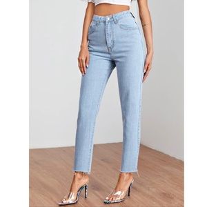 High-Waisted Light-Wash Jeans